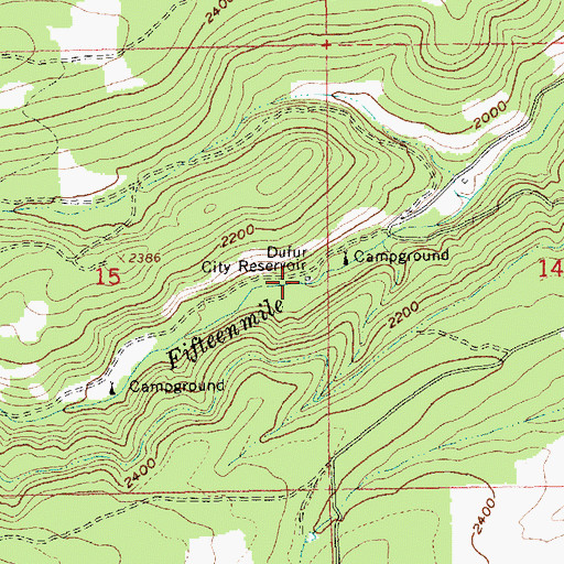Topographic Map of Dufur City Reservoir, OR