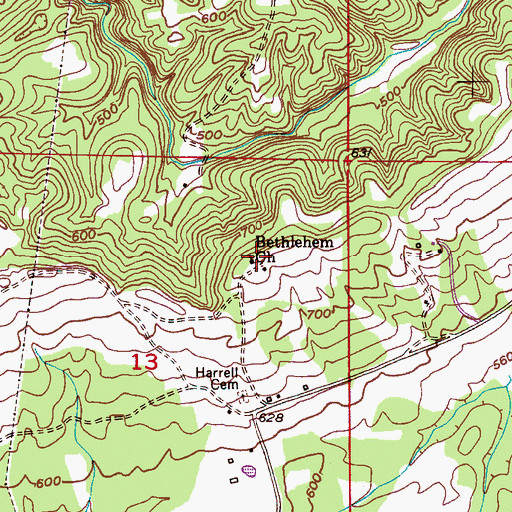 Topographic Map of Bethlehem Church, AL