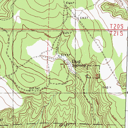 Topographic Map of Dug Spring, OR
