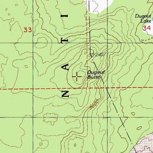 Topographic Map of Dugout Butte, OR