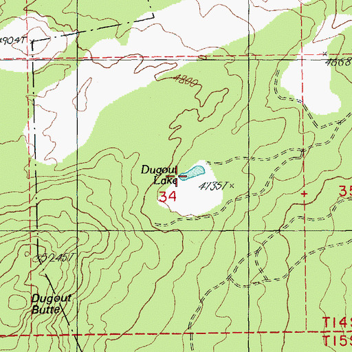 Topographic Map of Dugout Lake, OR