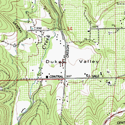 Topographic Map of Dukes Valley, OR