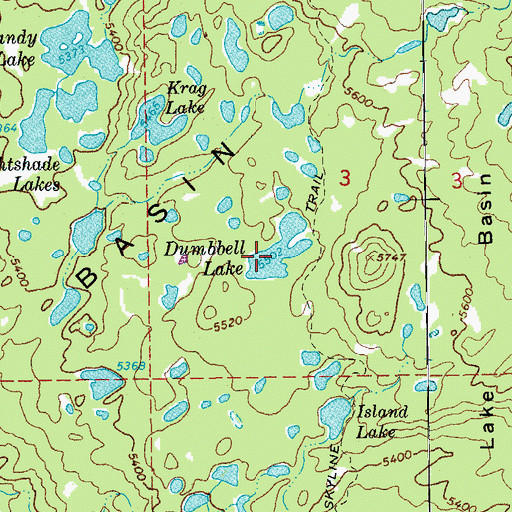 Topographic Map of Dumbbell Lake, OR