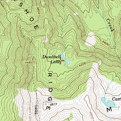 Topographic Map of Dumbbell Lake, OR