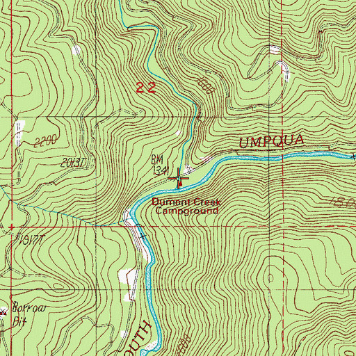 Topographic Map of Dumont Creek, OR