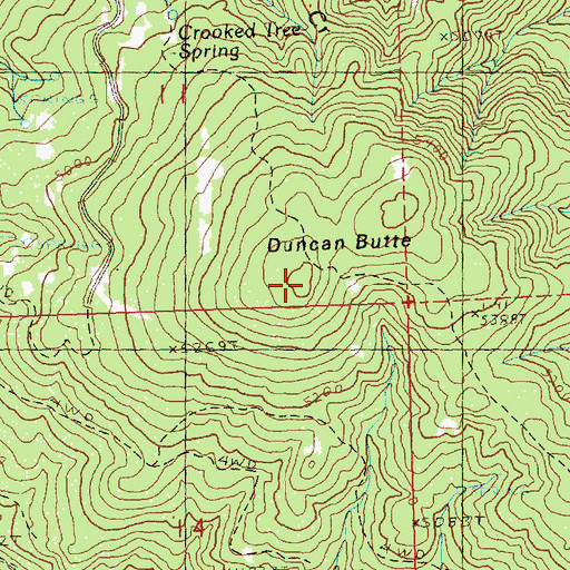 Topographic Map of Duncan Butte, OR