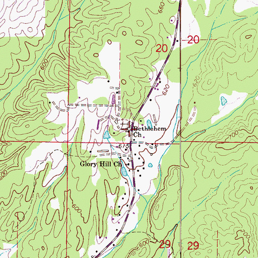 Topographic Map of Bethlehem Methodist Church, AL