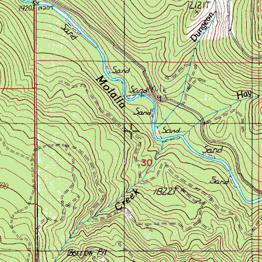 Topographic Map of Dungeon Creek, OR