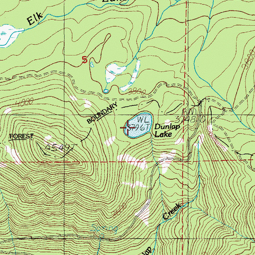 Topographic Map of Dunlap Lake, OR