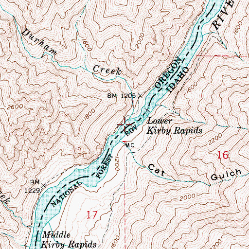 Topographic Map of Durham Creek, OR