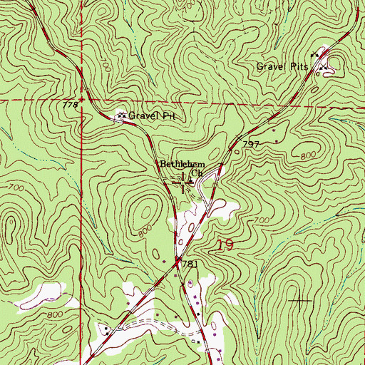Topographic Map of Bethlehem Church, AL