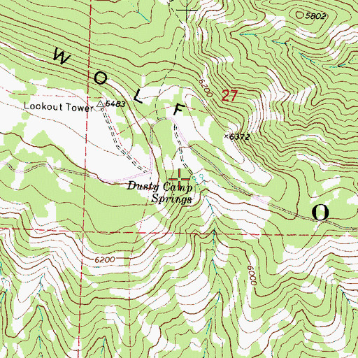 Topographic Map of Dusty Camp Springs, OR