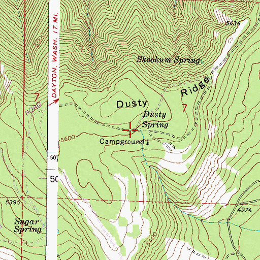 Topographic Map of Dusty Spring, OR
