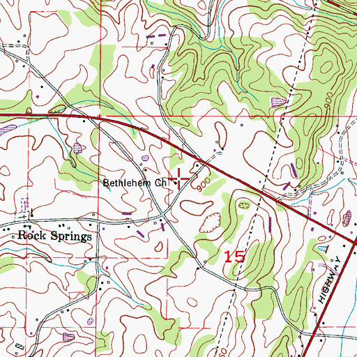 Topographic Map of Bethlehem Church, AL