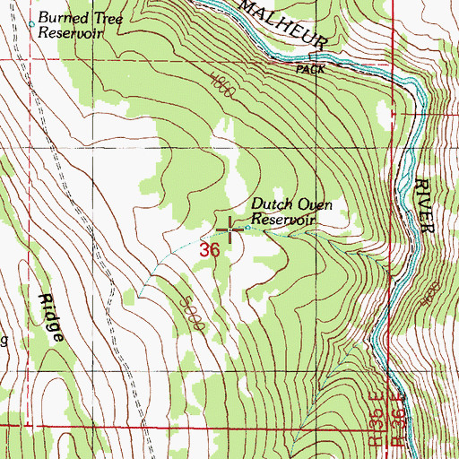 Topographic Map of Dutch Oven Reservoir, OR