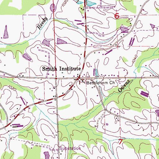 Topographic Map of Bethlehem Baptist Church, AL