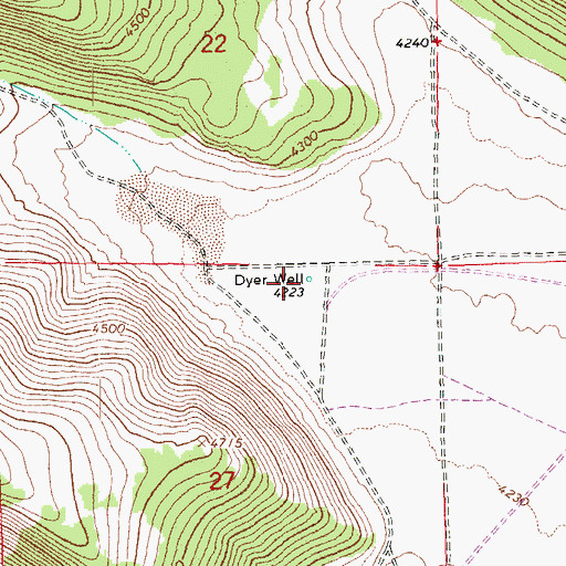 Topographic Map of Dyer Well, OR