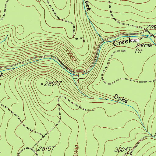 Topographic Map of Dyke Creek, OR