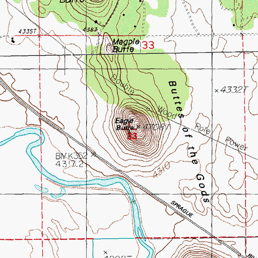 Topographic Map of Eagle Butte, OR