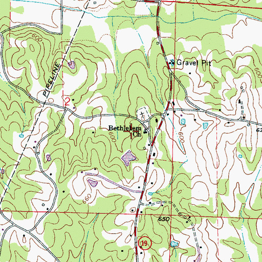 Topographic Map of Bethlehem Methodist Church, AL