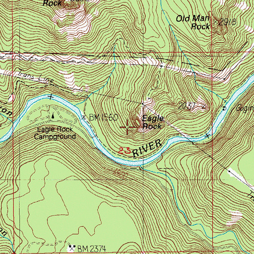 Topographic Map of Eagle Rock, OR