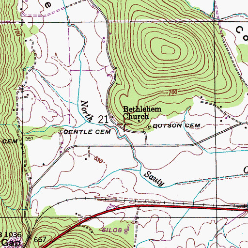 Topographic Map of Bethlehem Church, AL