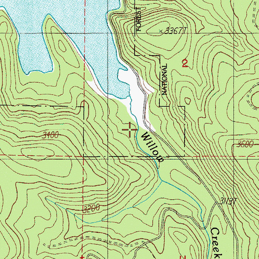 Topographic Map of East Branch Willow Creek, OR