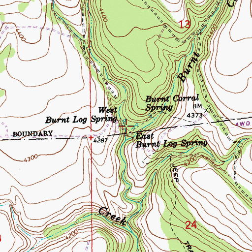 Topographic Map of East Burnt Log Spring, OR