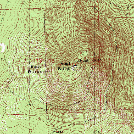 Topographic Map of East Butte, OR