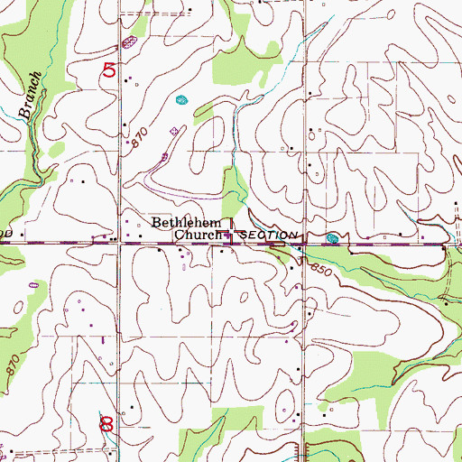 Topographic Map of Bethlehem Church, AL