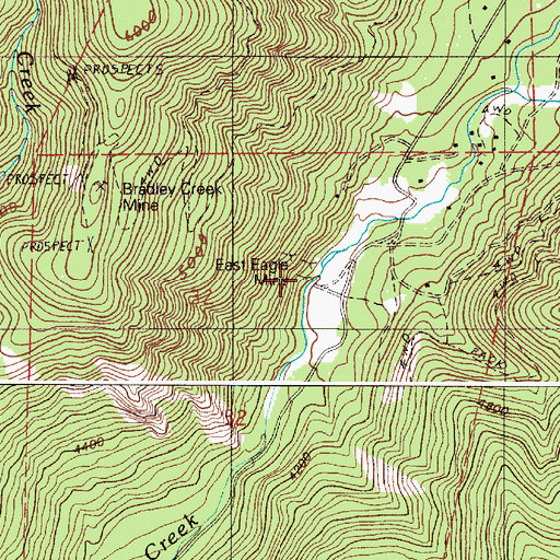 Topographic Map of East Eagle Mine, OR