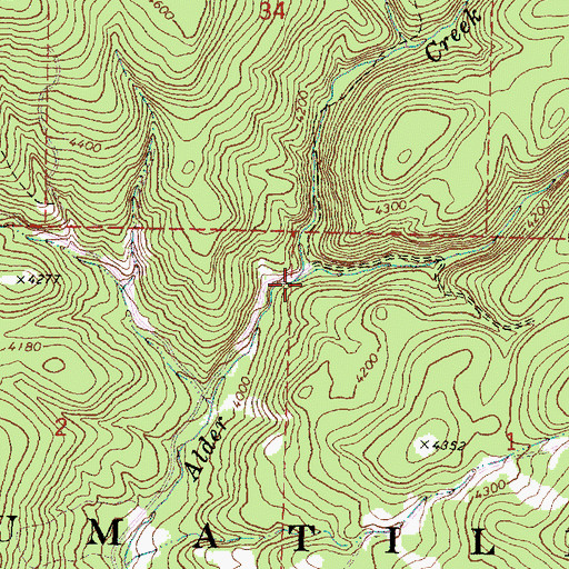 Topographic Map of East Fork Alder Creek, OR