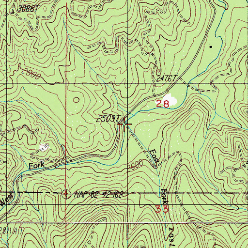 Topographic Map of East Fork Applegate Creek, OR