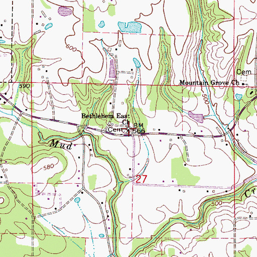 Topographic Map of Bethlehem East Missionary Baptist Church, AL