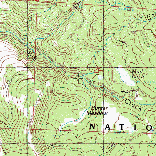 Topographic Map of East Fork Big Creek, OR