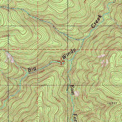 Topographic Map of East Fork Big Windy Creek, OR