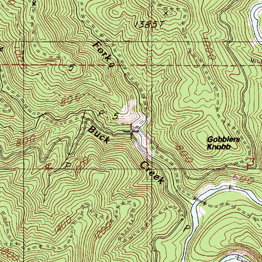 Topographic Map of East Fork Buck Creek, OR