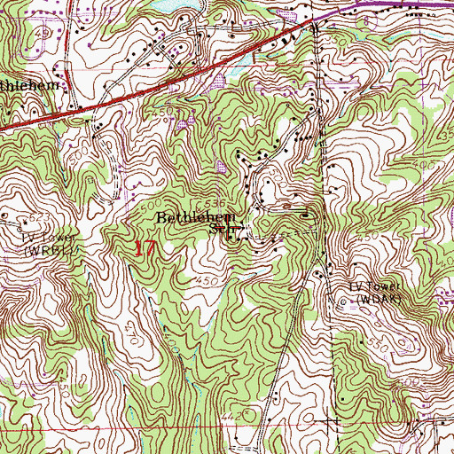 Topographic Map of Bethlehem School, AL