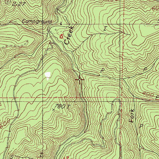 Topographic Map of East Fork Canal Creek, OR