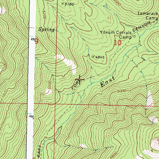 Topographic Map of East Fork Canyon Trail, OR
