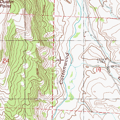 Topographic Map of East Fork Cottonwood Creek, OR
