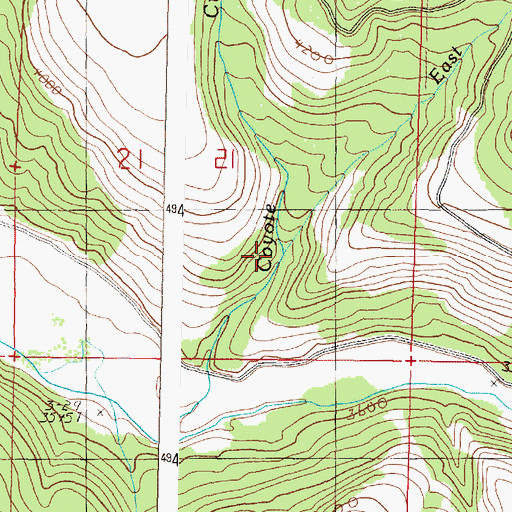 Topographic Map of East Fork Coyote Creek, OR
