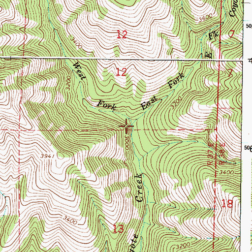 Topographic Map of East Fork Coyote Creek, OR
