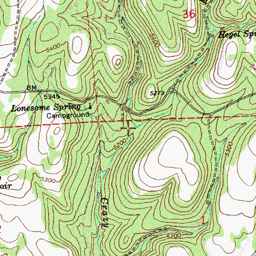 Topographic Map of East Fork Crazy Creek, OR
