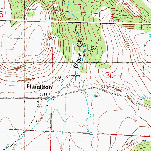 Topographic Map of East Fork Deer Creek, OR