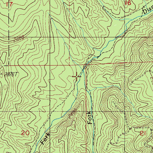 Topographic Map of East Fork Dismal Creek, OR