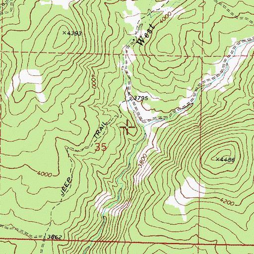 Topographic Map of East Fork Dry Creek, OR