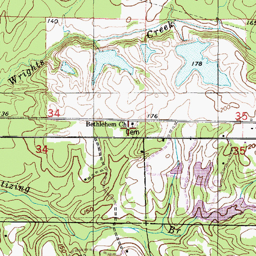 Topographic Map of Bethlehem School, AL