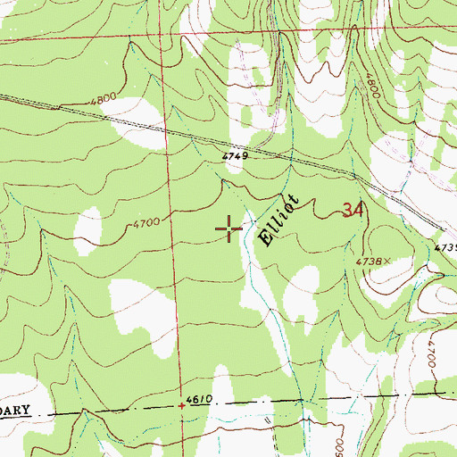 Topographic Map of East Fork Elliot Creek, OR