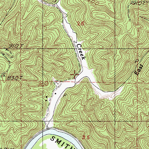 Topographic Map of East Fork Eslick Creek, OR